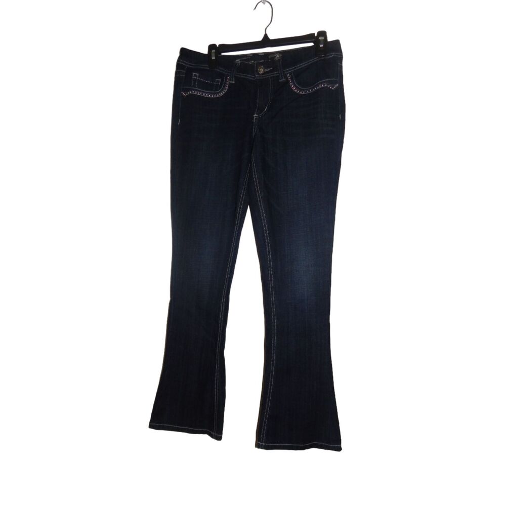 Seven7 Rocker Slim Jeans Womenβs Size 8 Dark Wash Blue Denim Studded